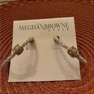 Meghan Browne Gold and White Earthling Day Spa Pipe Earrings NWT